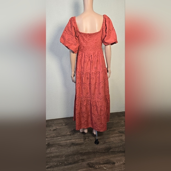 Meadow Rhodes women's maxi Orange dress balloon sleeve size Large - Picture 2 of 10